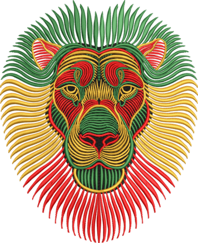 African red gold and green embroidery lion