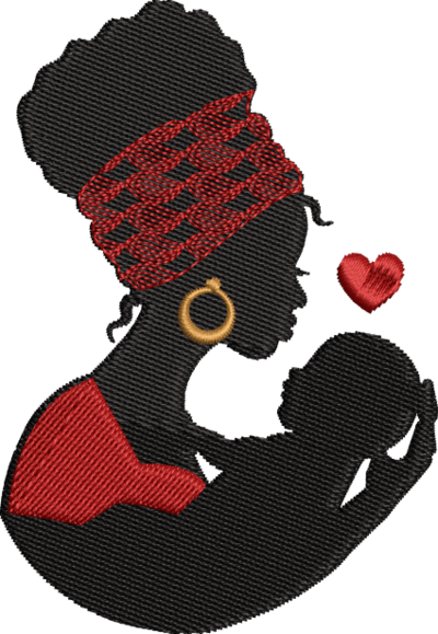 black mother love embroidery design