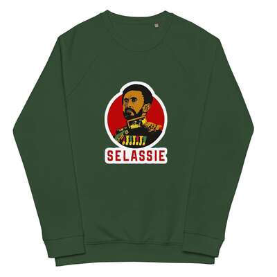 Haile Selassie 1- Unisex organic raglan sweatshirt - Image 3