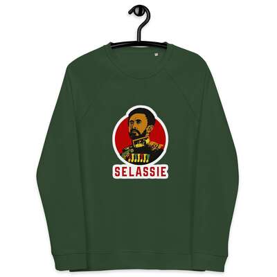 Haile Selassie 1- Unisex organic raglan sweatshirt - Image 4