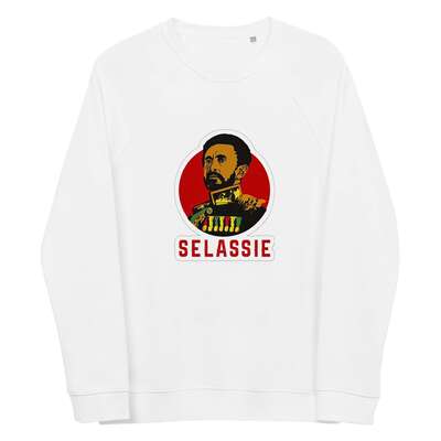 Haile Selassie 1- Unisex organic raglan sweatshirt - Image 2