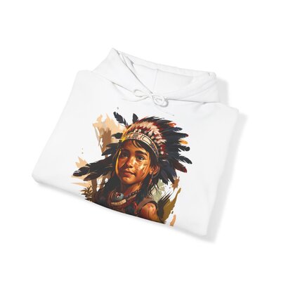 Native warrior girl 1-Unisex Heavy Blend™ Hooded Sweatshirt - Image 2