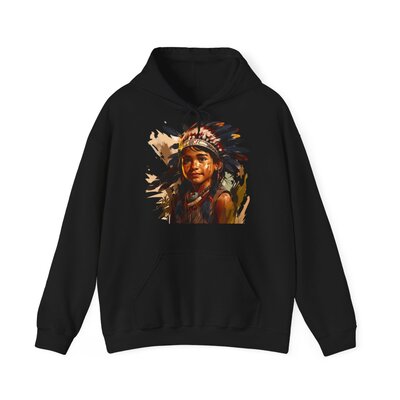 Native warrior girl 1-Unisex Heavy Blend™ Hooded Sweatshirt - Image 3