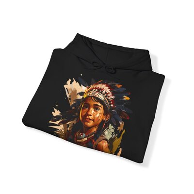 Native warrior girl 1-Unisex Heavy Blend™ Hooded Sweatshirt - Image 4