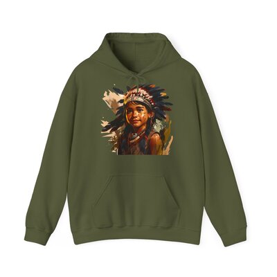 Native warrior girl 1-Unisex Heavy Blend™ Hooded Sweatshirt - Image 6