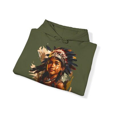 Native warrior girl 1-Unisex Heavy Blend™ Hooded Sweatshirt - Image 7