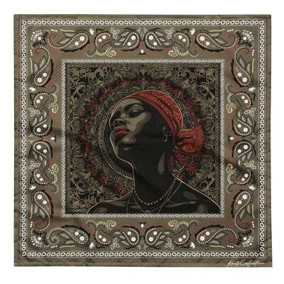 Afro Latin  bandana BLACK WOMAN BEIGE - Image 3