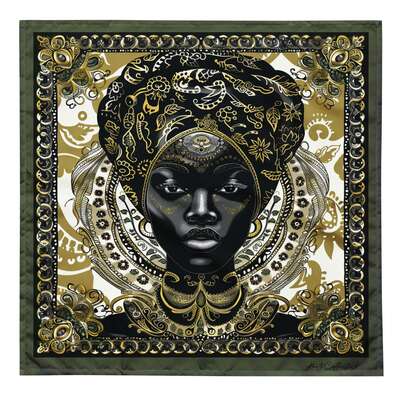 AFRO LATINA BLACK WOMAN OLIVE GREEN bandana - Image 3