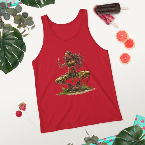 mens staple tank top red front 2 6643dddf63c36 Designs with a unique blend of culture and style. Rasta vibes, Afro futuristic, heritage and Roots & Culture.