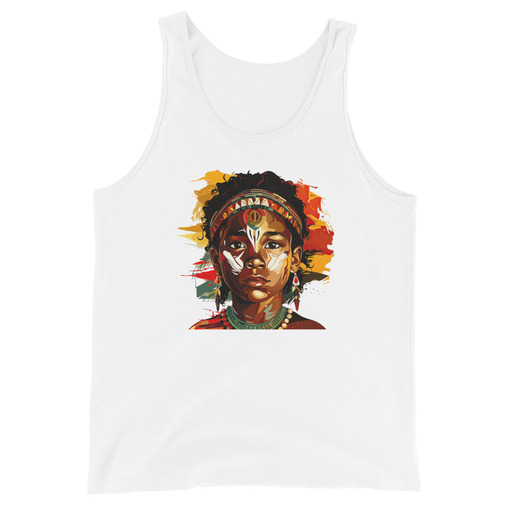 mens staple tank top white front 664282ce482aa Designs with a unique blend of culture and style. Rasta vibes, Afro futuristic, heritage and Roots & Culture.