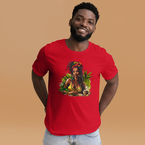 unisex staple t shirt red front 2 6643e56f8d92e Designs with a unique blend of culture and style. Rasta vibes, Afro futuristic, heritage and Roots & Culture.