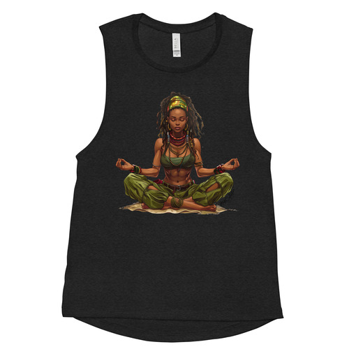 womens muscle tank black heather front 6643dc88112cd Designs with a unique blend of culture and style. Rasta vibes, Afro futuristic, heritage and Roots & Culture.