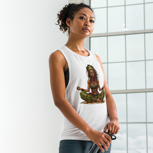womens muscle tank white front 6643dc88113a4 Designs with a unique blend of culture and style. Rasta vibes, Afro futuristic, heritage and Roots & Culture.