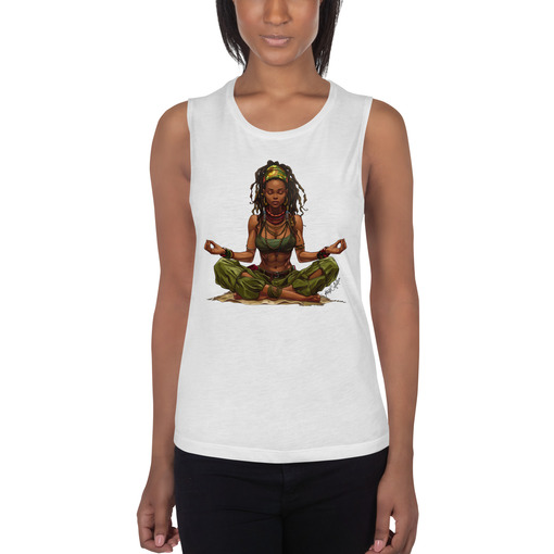 womens muscle tank white front 6643dc8811519 Designs with a unique blend of culture and style. Rasta vibes, Afro futuristic, heritage and Roots & Culture.