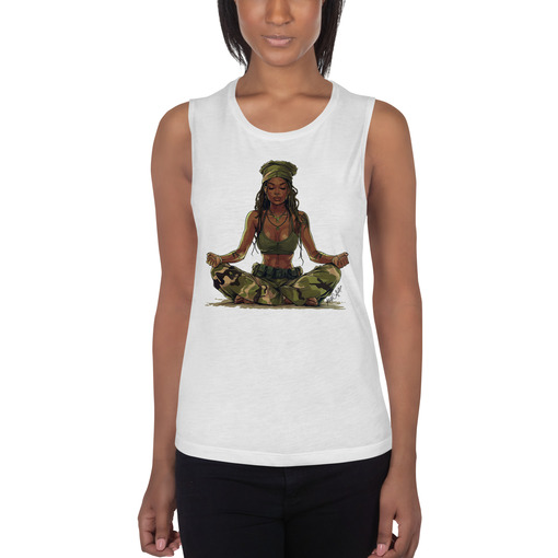 womens muscle tank white front 6643dce39e57e Designs with a unique blend of culture and style. Rasta vibes, Afro futuristic, heritage and Roots & Culture.