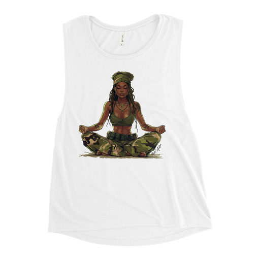 womens muscle tank white front 6643dce39e654 Designs with a unique blend of culture and style. Rasta vibes, Afro futuristic, heritage and Roots & Culture.