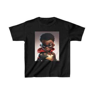 Black Boy Superhero  Heavy Cotton™ Tee